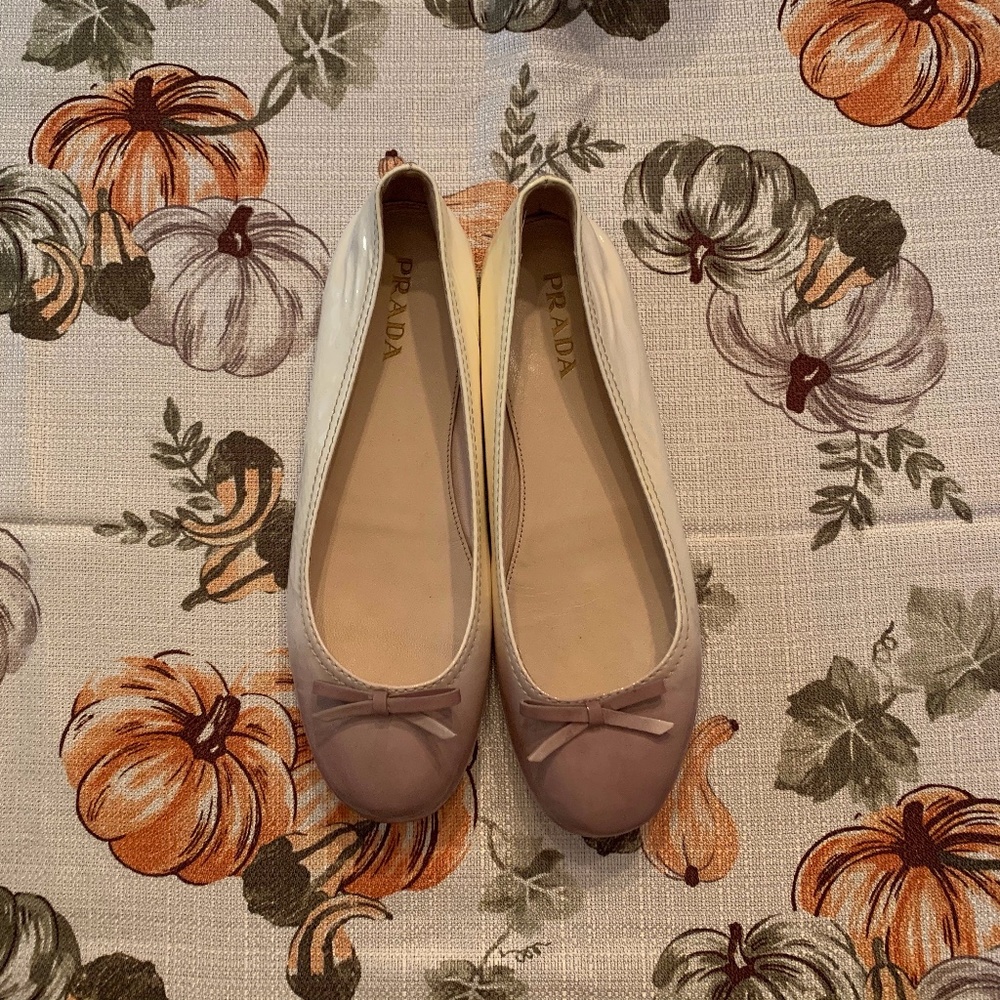 Prada Two-Tone Patent Leather Ballet Flats